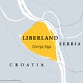 Free Republic of Liberland, unrecognized micronation in Europe, gray political map