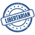 LIBERTARIAN text on blue grungy round rubber stamp