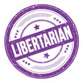 LIBERTARIAN text on violet indigo round grungy stamp