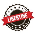 LIBERTINE text on red brown ribbon stamp