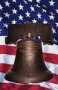 Liberty Bell with American flag Royalty Free Stock Photo