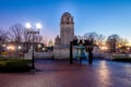 Liberty Bell replica in front of Union Station and Christopher Columbus statue at night - Washington, D.C., USA Royalty Free Stock Photo