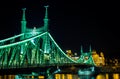 Liberty Bridge in Budapest at night, Hungary. Pest side of the city Royalty Free Stock Photo