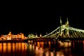 The Liberty bridge in Budapest. night view at the Danube Royalty Free Stock Photo