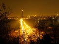 Liberty bridge in city of Novi Sad, Serbia at night