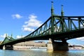 The Liberty bridge in diminishing perspective in Budapest. travel and tourism concept