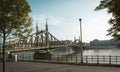 Liberty Bridge. Bridge over the Danube River in Budapest on a warm sunny day. May, 2013. Budapest, Hungary Royalty Free Stock Photo