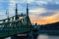 Liberty bridge at sunset in Budapest Hungary Royalty Free Stock Photo
