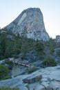 Liberty Cap mountain peak and Nevada Falls seen from the Mist Hiking Trail in Yosemite National Park in California USA Royalty Free Stock Photo