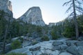 Liberty Cap mountain peak and Nevada Falls seen from the Mist Hiking Trail in Yosemite National Park in California USA Royalty Free Stock Photo