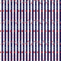Liberty small floral embroidery vector ornament on navy blue white stripes. Seamless pattern hand stitch mood Royalty Free Stock Photo