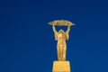 The Liberty Statue or Freedom Statue at night on the Gellert Hill in Budapest, Hungary. It commemorates those who sacrificed their Royalty Free Stock Photo