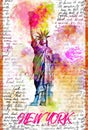 Liberty Statue New York - Colorful Artsy Graphic Illustration - America Landmark Art - Rainbow Colors