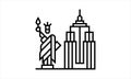 Liberty statue new york line icon sign vector image