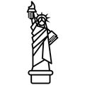 Liberty statue, new york vector line icon, sign, illustration on background, editable strokes Royalty Free Stock Photo