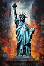 liberty statue painting, AI generated Royalty Free Stock Photo