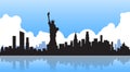Liberty Statue Silhouette United States New York City View Royalty Free Stock Photo