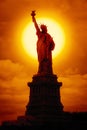 Liberty statue at sunset Royalty Free Stock Photo