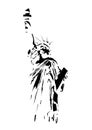 Liberty statue symbol, silhouette of new york landmark, vector Royalty Free Stock Photo