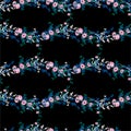 Libery small blooming flower in wave stripe line shape seamless pattern in vector ,Design for fashion, fabric,web,wallpaper and