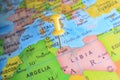 Libia pinned on a map of Africa Royalty Free Stock Photo