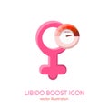 Libido boost icon. Sex drive, female erotic activity increase. Sexual urge, arousal level sign. Vector illustration