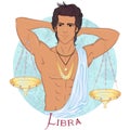 Libra as a beautiful man with swarthy skin