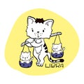 Libra Astrological Zodiac sign with cute cat character. Cat zodiac icon. Baby shower or birthday greeting card