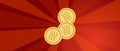 Libra blockchain revolution and global cryptocurrency blockchain business banner concept red shine gold coin