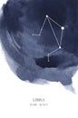 Libra constellation astrology watercolor illustration