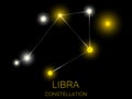 Libra constellation. Bright yellow stars in the night sky. A cluster of stars in deep space, the universe. Vector illustration Royalty Free Stock Photo