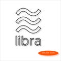 Libra cryptocurrency symbol in thin line casting a shadow, vector Royalty Free Stock Photo
