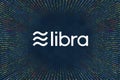 Libra cryptocurrency symbol. A tunnel from a computer program code. Programmer Strings of code, Javascript, CSS and PHP. Hacking Royalty Free Stock Photo
