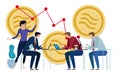 Libra Facebook cryptocurrency and bitcoin cryptocurrency, Libra coins concept. teamwork investment chart down. Royalty Free Stock Photo