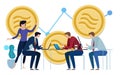 Libra Facebook cryptocurrency and bitcoin cryptocurrency, Libra coins concept. teamwork investment chart. Royalty Free Stock Photo