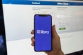 Libra, Facebook`s cryptocurrency, new internet cyber currency by FB social media for money business online digital technology