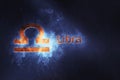 Libra Horoscope Sign. Abstract night sky background