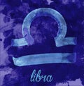 Libra icon of zodiac, vector illustration icon. astrological signs, image of horoscope. Water-colour style