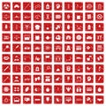 100 libra icons set grunge red Royalty Free Stock Photo