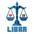 Libra Vector horoscope, polygonal flat zodiac sign, astrological sign