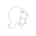 Libra woman astrological sign. Beautiful girl in line art style Royalty Free Stock Photo