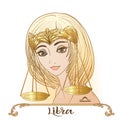 Libra. A young beautiful girl In the form of one of the signs of