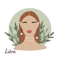 Libra zodiac as fashionable woman. Female astrological horoscope sign illustration