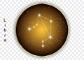 Libra zodiac constellations sign on beautiful starry sky with galaxy and space behind. Balance horoscope symbol constellation on d Royalty Free Stock Photo