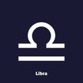 Libra zodiac sign. Astrological symbol. Vector icon on dark blue Royalty Free Stock Photo