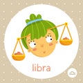 Libra zodiac sign, girl with bowls of scales Royalty Free Stock Photo