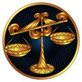 Libra, golden zodiac sign, vector horoscope symbol
