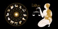 Libra zodiac sign. Horoscope and astrology. Full horoscope in the circle. Horoscope wheel zodiac with twelve signs vector