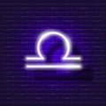 Libra zodiac sign neon icon. Astrological zodiac signs glowing symbol