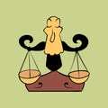 Libra is a zodiac sign. Vintage toons: funny character, vector illustration trendy classic retro cartoon style Royalty Free Stock Photo